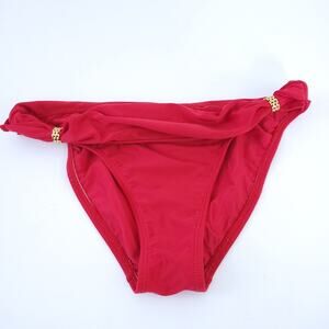 Vix PaulHermanny Bikini Red Small, Gold Tone Detail Bathing Suit Bottoms
